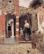 HOOCH, Pieter de, The Courtyard of a House in Delft dg